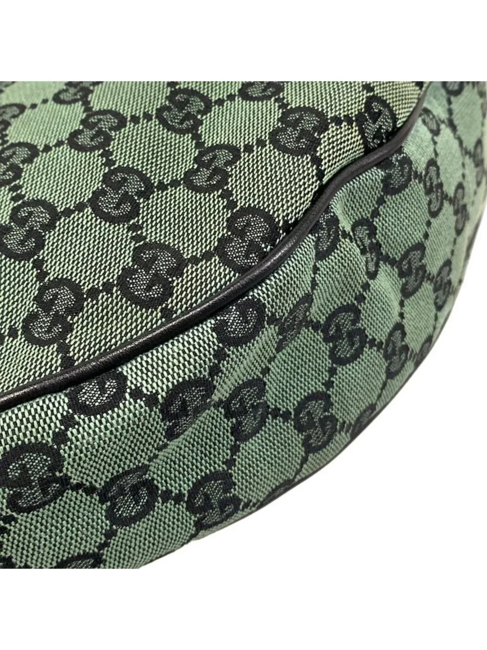 ★SOLD★ Gucci Shoulder Bag GG Pattern Green Black Leather - Picture 6 of 15